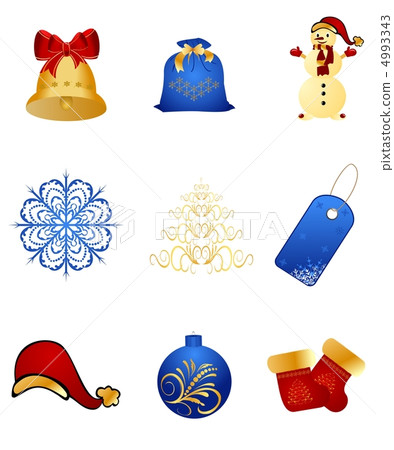 Set New Year's, christmas symbols and elements 4993343