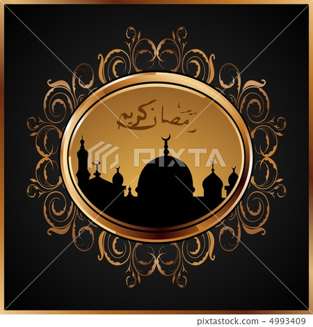 ramazan mubarak card with floral frame 4993409
