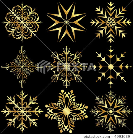 set large gold snowflakes - Stock Illustration [4993689] - PIXTA
