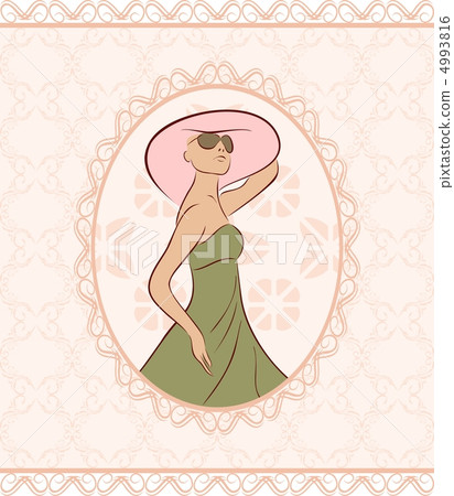 vintage card with girl, sketch style vintage card with girl, sketch style 4993816