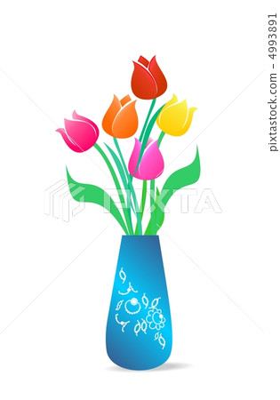 illustration of beautiful vase with tulips is... - Stock Illustration ...