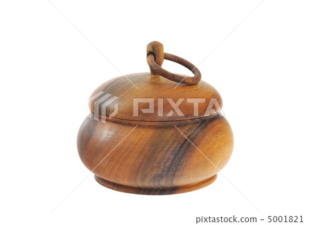 Old wooden sugar bowl isolated on white Old wooden sugar bowl isolated on white 5001821