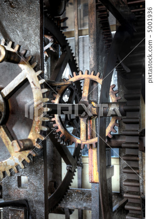 Medieval astronomical clock in St.Vitus cathedral, Prague, Prague castle - interior - detail. Medieval astronomical clock in St.Vitus cathedral, Prague, Prague castle - interior - detail. 5001936