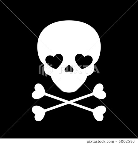 Skull Mark - 04 ■ Skull, Bone, Heart, White, Black 5002593