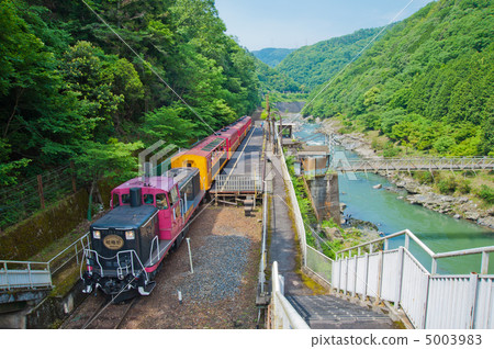 Sagano Sightseeing Railway Truck Train Stopped at Torokko Hozukyo Station 5003983