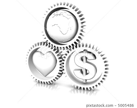 Heart, earth, money in gear 5005486