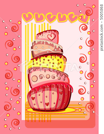 Bright birthday cake. Postcard with place for your text. Vector Bright birthday cake. Postcard with place for your text. Vector 5005868