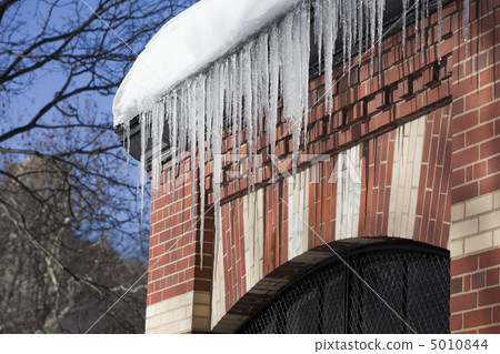 Icecles hanging from roof Icecles hanging from roof 5010844