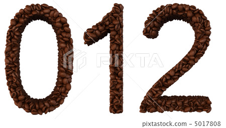Coffee font 0 1 2 numerals isolated 5017808
