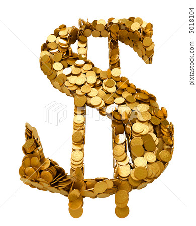 US Dollar symbol assembled with coins 5018104