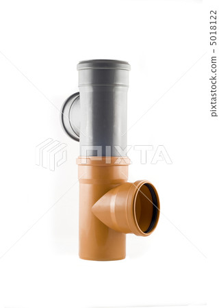 Two Plastic T-branch sewer tubes isolated over white Two Plastic T-branch sewer tubes isolated over white 5018122