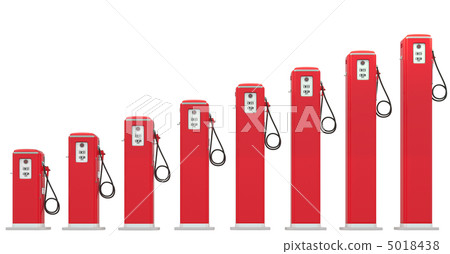 Fuel prices: red petrol pumps chart isolated 5018438