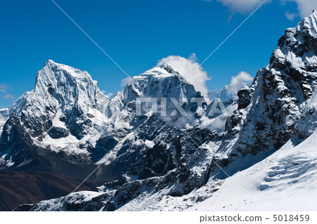Cholatse and Taboche summits viewed from Renjo Pass 5018459