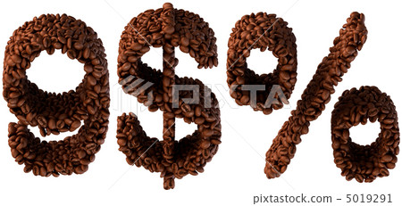 Roasted Coffee font 9, dollar currency and percent 5019291