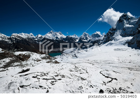 View from Renjo Pass: Everest Mt. and Gokyo lake 5019403