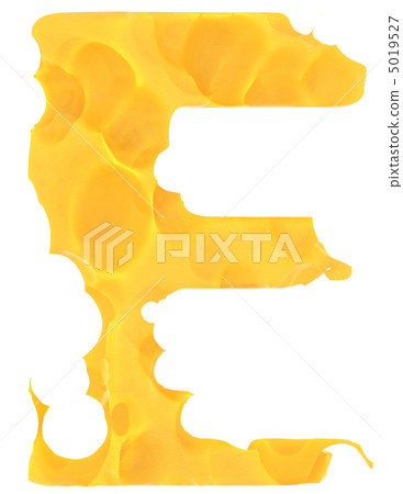 Cheeze font E letter isolated on white 5019527