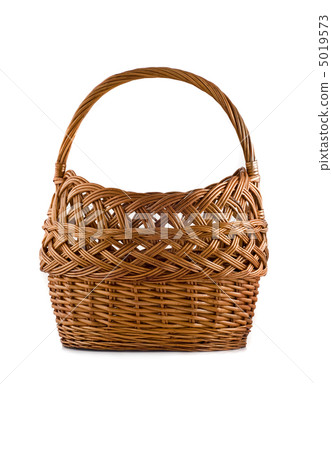 Beautiful woven basket for picnic isolated over white 5019573