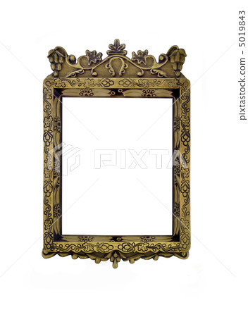 Empty vertical carved frame for picture or portrait isolated 5019843