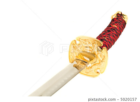 Closeup of golden katana sword Closeup of golden katana sword 5020157