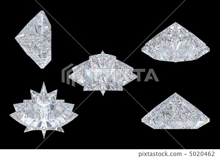 Top, bottom and side views of maple leaf diamond 5020462