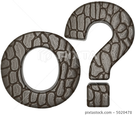 Alligator skin font query mark and O letter 5020478