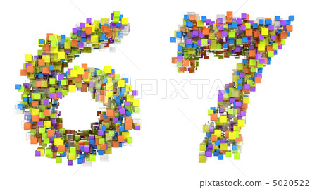 Abstract cubic font 6 and 7 figures 5020522