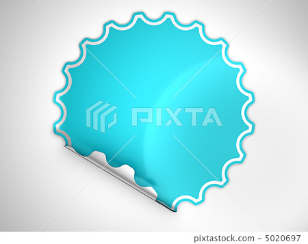 Blue round bent label or sticker over grey 5020697