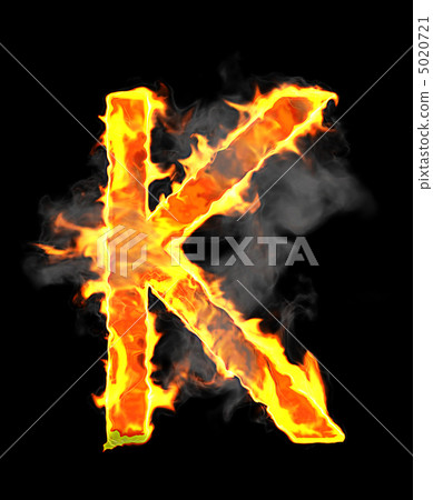 Burning and flame font K letter 5020721