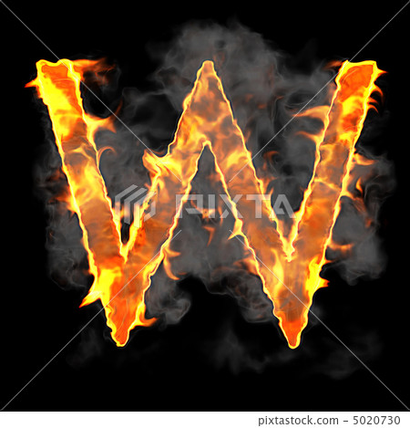 Burning and flame font W letter Burning and flame font W letter 5020730