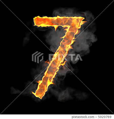 Burning and flame font 7 numeral 5020769