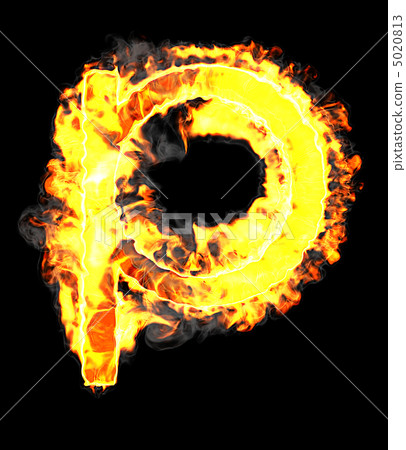 Burning and flame font P letter Burning and flame font P letter 5020813