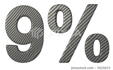 Carbon fiber font 9 numeral and percent 5020815