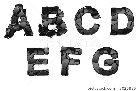 Broken A-G font letters Broken A-G font letters 5020856