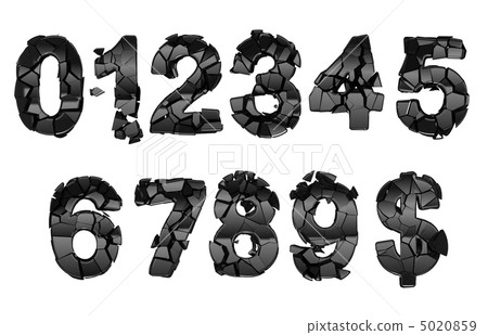 Broken 0-9 font numerals 5020859