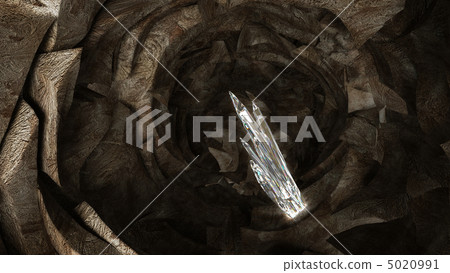 Crystal columns in the dark cave 5020991