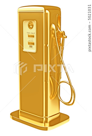 Costly fuel: golden gasoline pump isolated 5021031