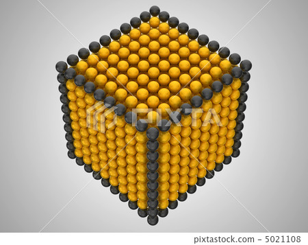 Golden and black spheres or beads cube shape 5021108