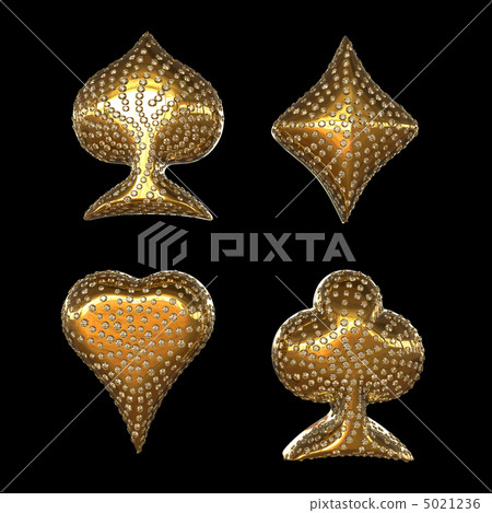 Golden Card suits inlaid with diamonds Golden Card suits inlaid with diamonds 5021236