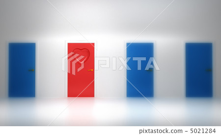 Love concept: Red door with heart shape Love concept: Red door with heart shape 5021284