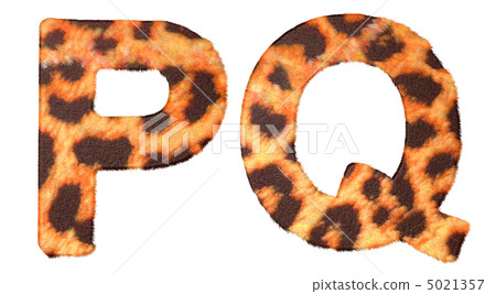 Leopard fur P and Q letters isolated 5021357