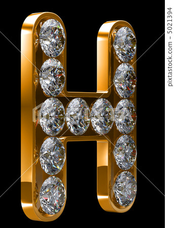Golden H letter incrusted with diamonds 5021394
