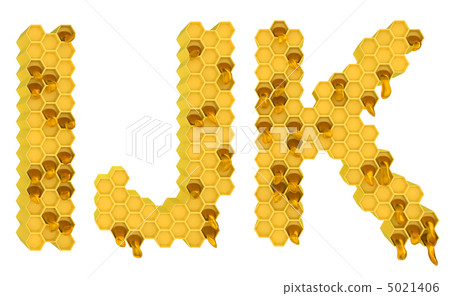 Honey font I J and K letters isolated 5021406