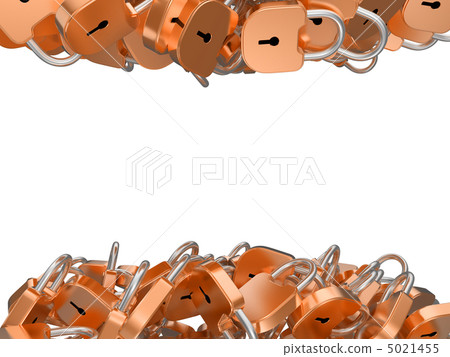 Locked padlocks: up and down isolated 5021455
