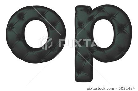 Luxury black leather font O P letters 5021484
