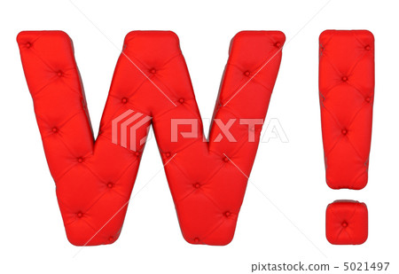 Luxury red leather font W letter and Wow 5021497