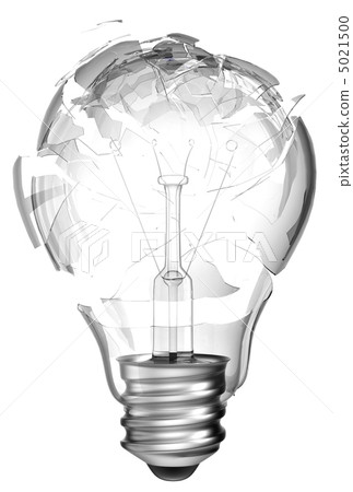 Making mistake. Smashed lightbulb isolated 5021500