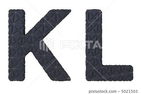 Luxury black stitched leather font K L letters 5021503