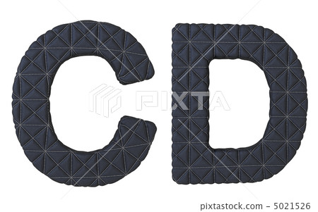 Luxury black stitched leather font C D letters - Stock Illustration ...