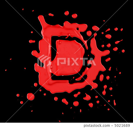 Red blob D letter over black background 5021689