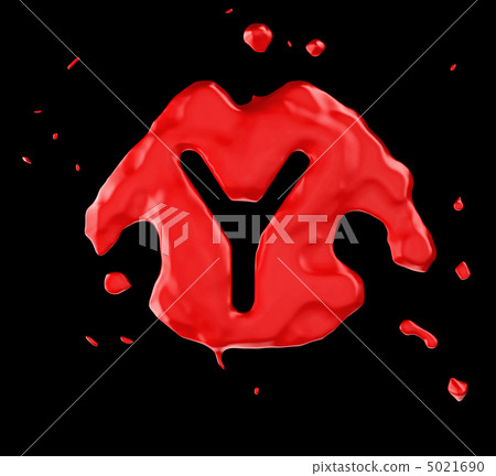 Red blob Y letter over black background Red blob Y letter over black background 5021690